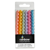 Rainbow Moments Paraffin Spiral Candles 6pk Pearl Colours