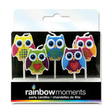 Rainbow Moments Paraffin Shape Candles 5pk Owls