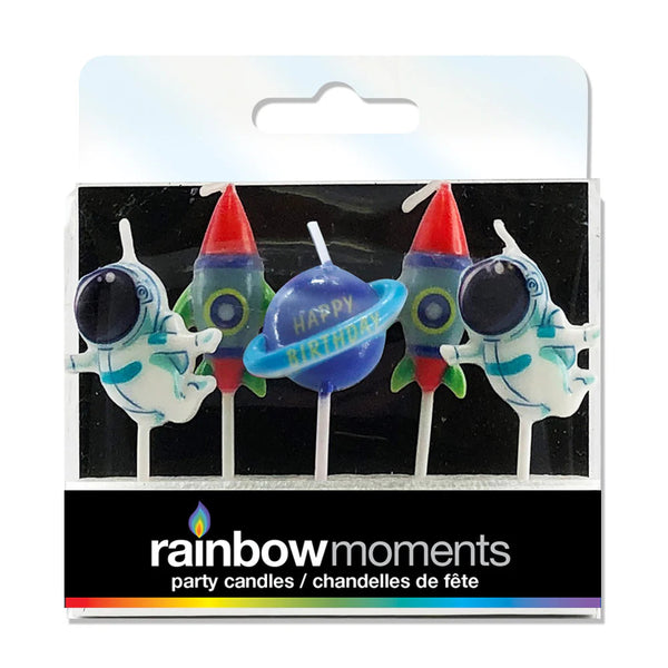 Rainbow Moments Paraffin Shape Candles 5pk Space
