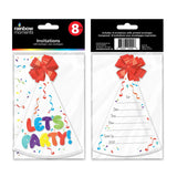 Rainbow Moments Party Invitations 8pk Party Hats