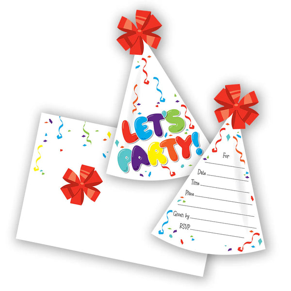 Rainbow Moments Party Invitations 8pk Party Hats