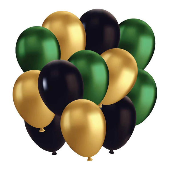 Rainbow Moments Balloons 12pk Camo Green Black & Gold