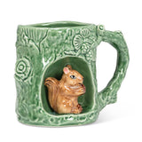 Abbott Stoneware Mug 12oz: Tree Hollow Mug with Squirrel