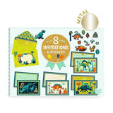 Djeco Lovely Paper Party Invitations 8pk Cric Croc Dino Rock