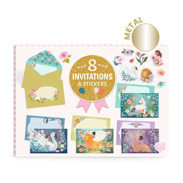 Djeco Lovely Paper Party Invitations 8pk Marvellous Creatures