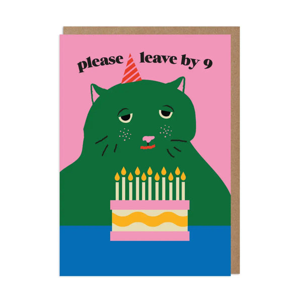 Betiobca Birthday Greeting Card - Please Leave By 9 Grumpy Cat
