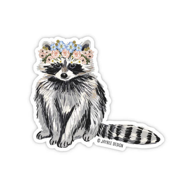 Jaybee Design Vinyl Sticker - Floral Crown Raccoon