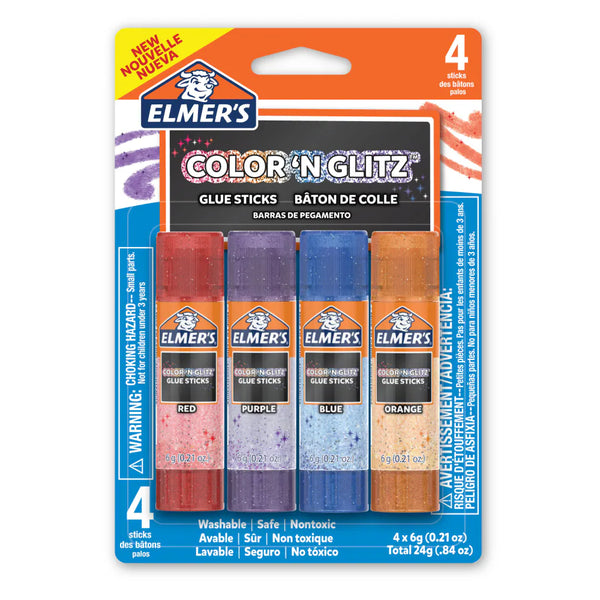 Elmer's Colour 'N Glitz Glue Sticks 4pk