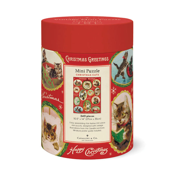 Cavallini 240pc Mini Puzzle - Christmas Cats