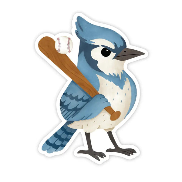 Simple Whimsy Vinyl Sticker - Blue Jay Baseball