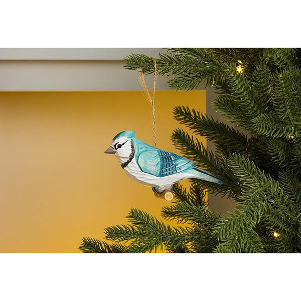 Abbott Hanging Wood Ornament - Blue Jay