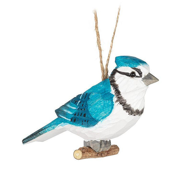 Abbott Hanging Wood Ornament - Blue Jay
