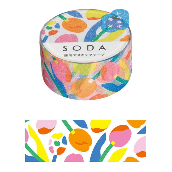 Hitotoki SODA Transparent Masking Tape 20mm Tulip