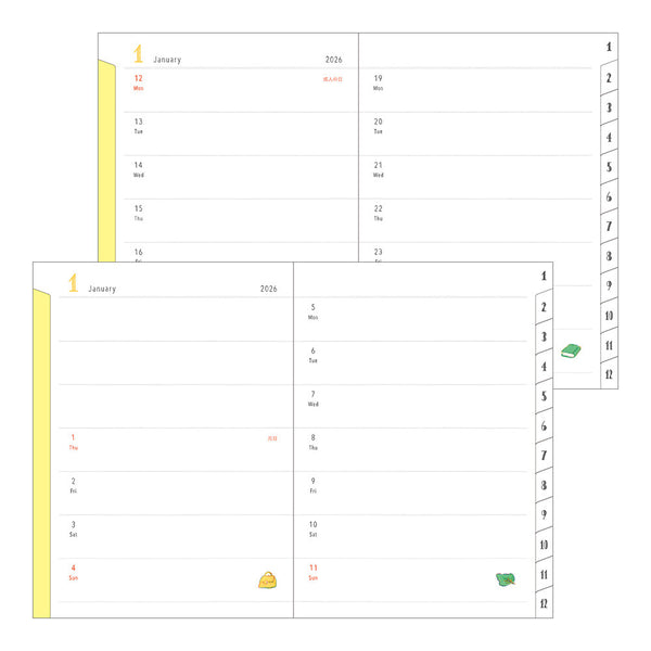Midori 2026 Agenda, Weekly/Monthly - A6, Dogs