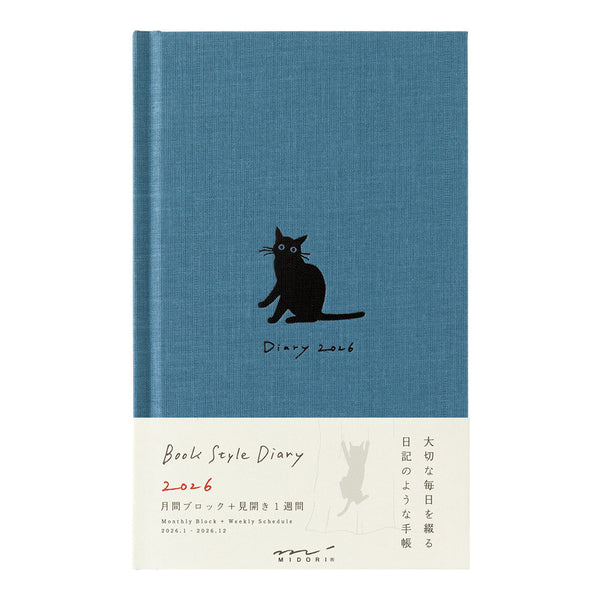 Midori 2026 Book-Style Agenda, Monthly - B6, Cats Navy