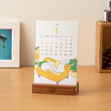 Midori 2026 Desk Calendar with Wood Stand - Dogs