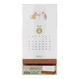 Midori 2026 Desk Calendar with Wood Stand - Cats