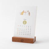 Midori 2026 Desk Calendar with Wood Stand - Cats