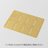 Midori Brass Calendar Template Stencil - Weekly Block
