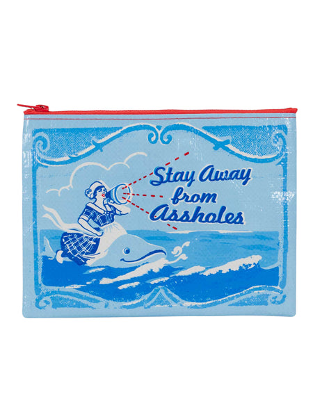 Blue Q Recycled Zipper Pouch - Stay Away
