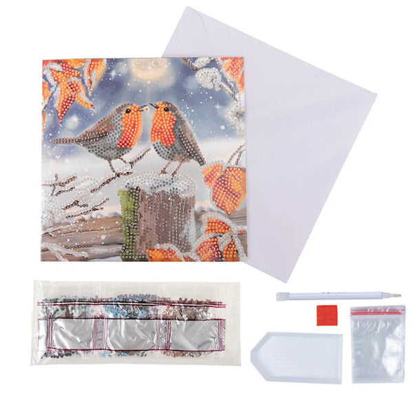 Craft Buddy DIY Crystal Art Card Kit - Kissing Robins