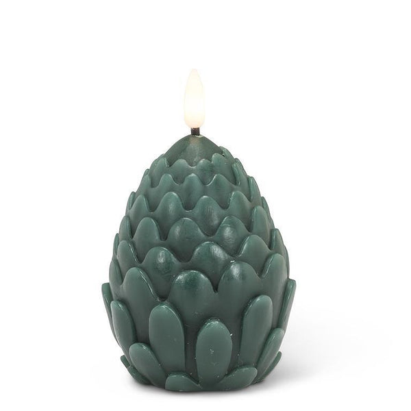 Abbott LED Flameless Candle 4": Dark Green Pinecone