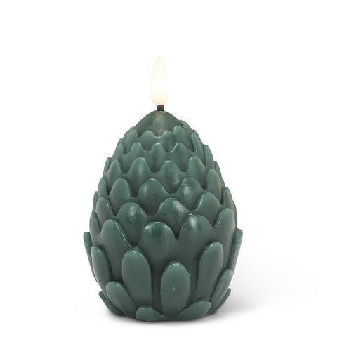 Abbott LED Flameless Candle: Dark Green Pinecone