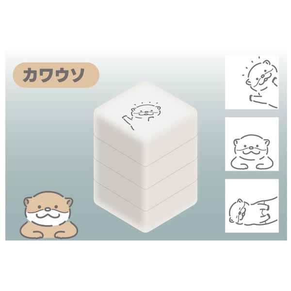 Bandai-Namco Sun-Star Pyokkori Popping Stamp Set 3pk Otters