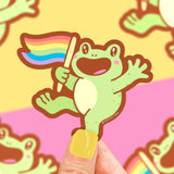 Turtle's Soup Vinyl Sticker - Pride Flag Frog