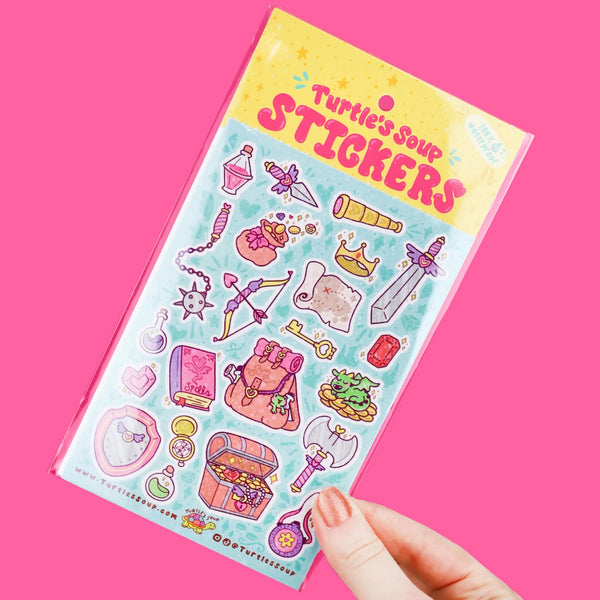 Turtle's Soup Glitter Vinyl Sticker Sheet - Dungeon Adventure