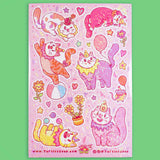 Turtle's Soup Vinyl Sticker Sheet - Clown Cats