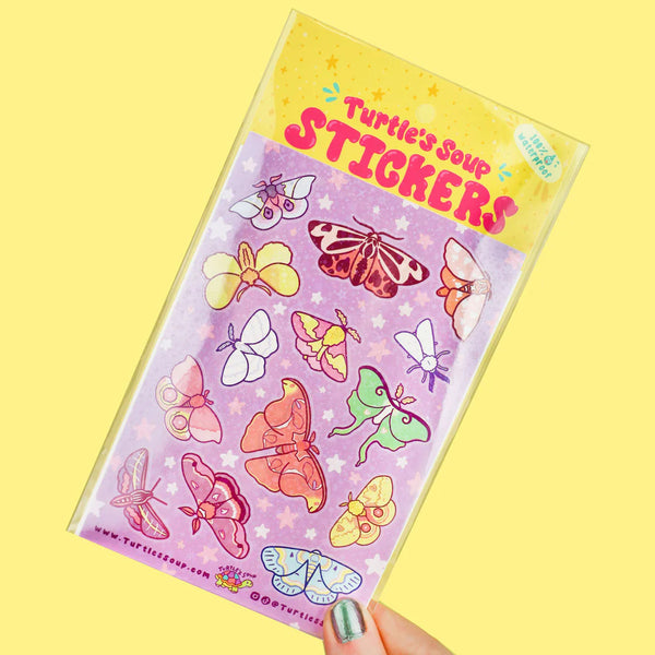 Turtle's Soup Vinyl Sticker Sheet - Moonlight Moths