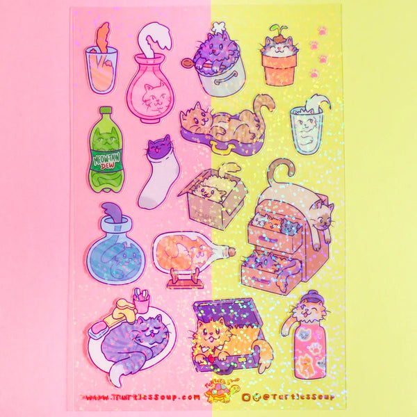 Turtle's Soup Vinyl Sticker Sheet - Liquid Cats