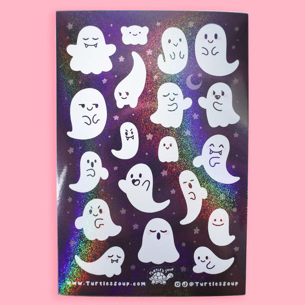 Turtle's Soup Shimmer Vinyl Sticker Sheet - Haunting Ghosts