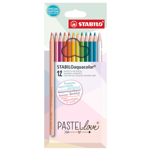 Stabilo Aquacolor Watercolour Pencils 12pk - Pastel Set