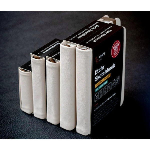 Etchr 100% Cotton Mixed Media Mini Sketchbook, A8 Portrait, Cold Pressed