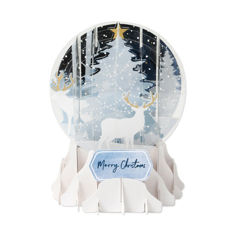 Up With Paper Holiday Pop-Up Card: White Tree Snow Globe