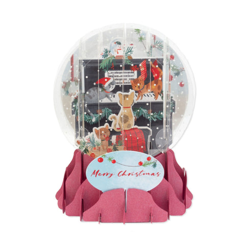 Up With Paper Holiday Pop-Up Card: Piano Cats Snow Globe