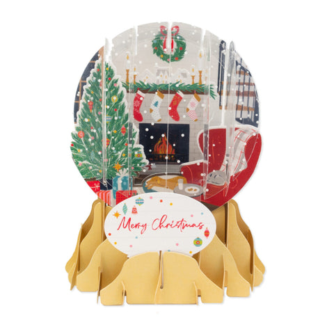 Up With Paper Holiday Pop-Up card: Stockings & Mantel Snow Globe