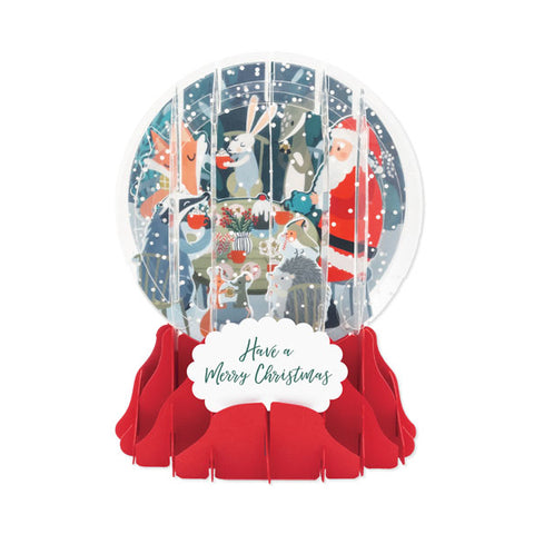 Up With Paper Holiday Pop-Up Card: Christmas Gathering Snow Globe