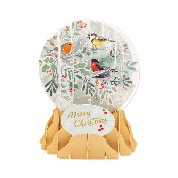 Up With Paper Holiday Pop-Up Card: Winter Birds Snow Globe