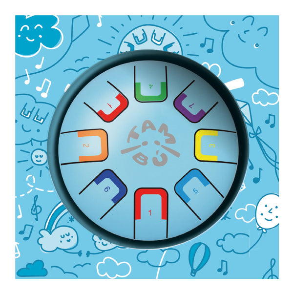 Tambú Tongue Drum Musical Toy - Baby Sky Kite Blue musical instrument with drumsticks 