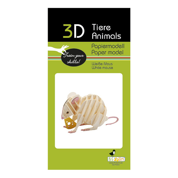 Fridolin 3D Animals Paper Model - White Mouse