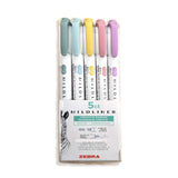 Zebra Mildliner Double Ended Highlighter 5pk Mild Set