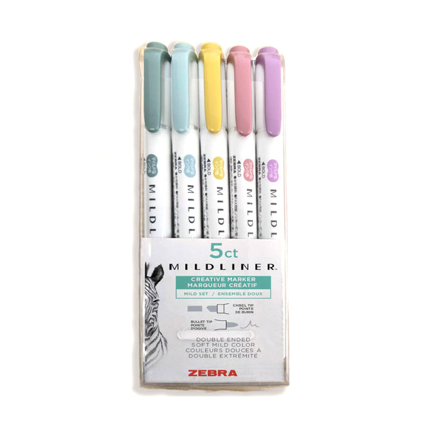 Zebra Mildliner Double Ended Highlighter 5pk Mild Set