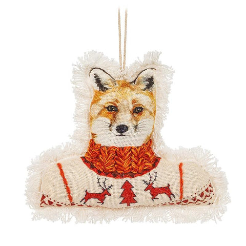 Abbott Hanging Fabric Ornament - Fox in Sweater