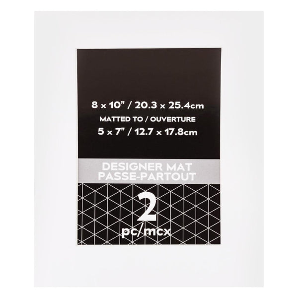 CTG Photo Mats 8x10" Matted for 5x7" - 2pk White