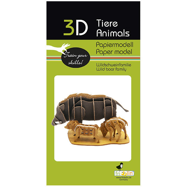 Fridolin 3D Animals Paper Model - Wild Boar Family
