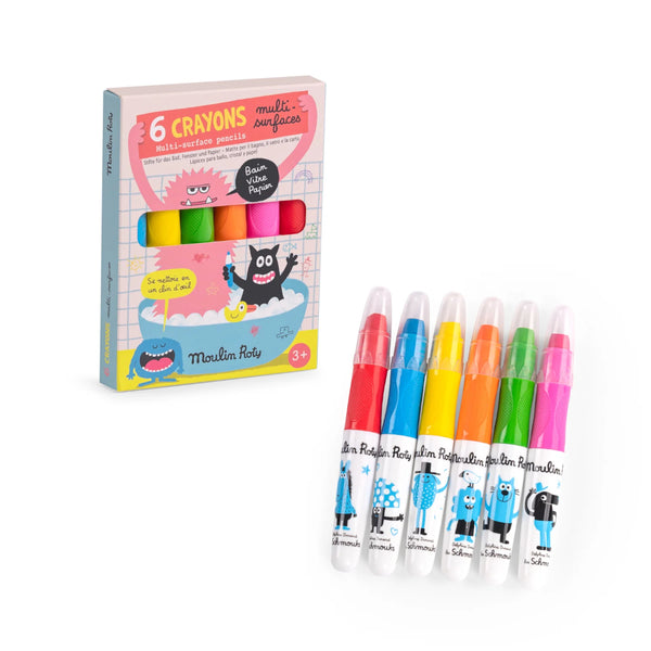 Moulin Roty Schmouks Multi-Surface Crayons 6pk
