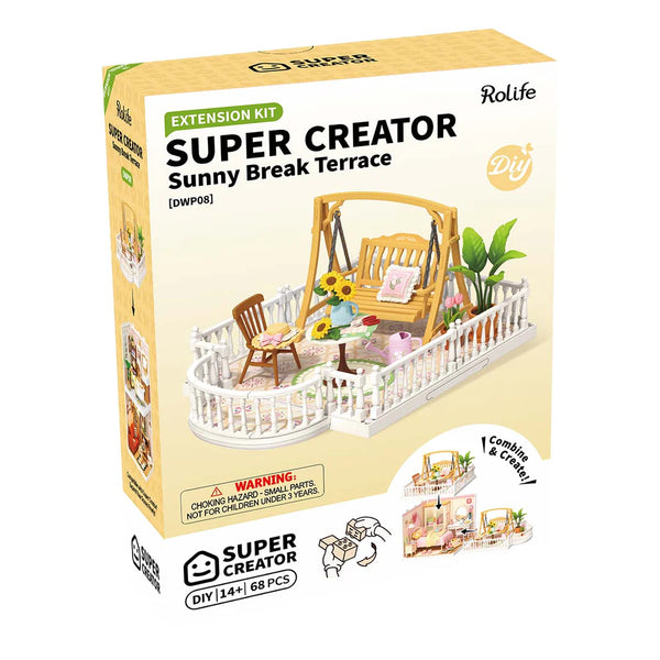 Robotime Rolife DIY Mini Model Kit, Super Creator Extension - Sunny Break Terrace